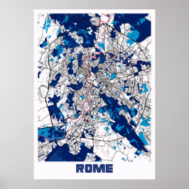 Rom - Italien MilkTea City Karta Poster