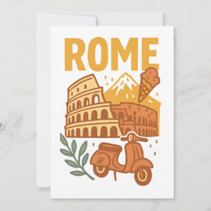 Rom Italien Minimalistisk Handritad Colosseum Kort