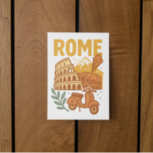 Rom Italien Minimalistisk Handritad Colosseum Vykort