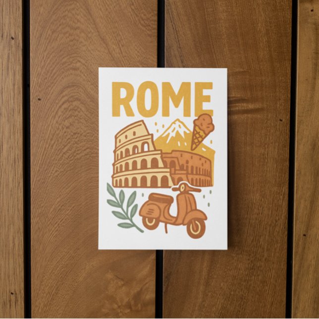 Rom Italien Minimalistisk Handritad Colosseum Vykort (Rome Italy Minimalist Hand-Drawn Colosseum Postcard)