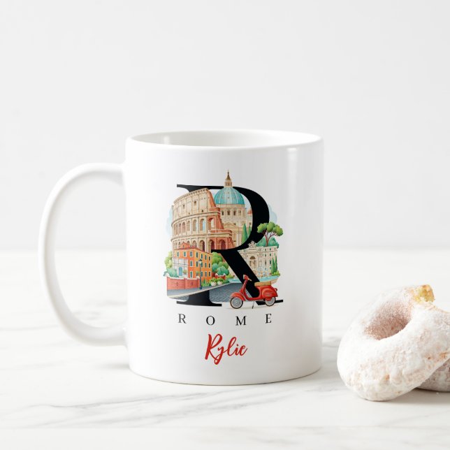 Rom Italien Monogram Bokstav R Personligt Gåva Kaffemugg (Med munk)