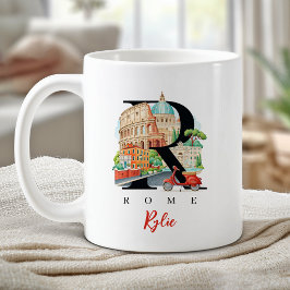 Rom Italien Monogram Bokstav R Personligt Gåva Kaffemugg