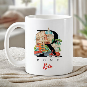 Rom Italien Monogram Bokstav R Personligt Gåva Kaffemugg