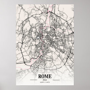 Rom - Italien Neapolitan City Karta Poster
