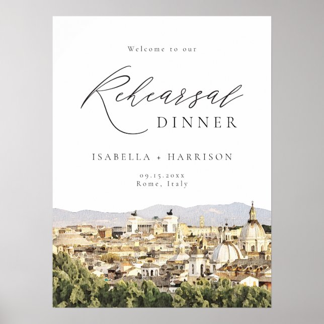 Rom Italien Panorama Bröllop Välkomstskylt Poster (Framsidan)
