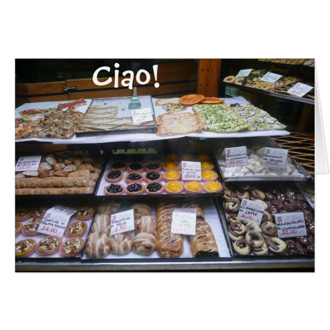 Rom Italien Pastry Shop Notes, Ciao! (tomt) Hälsningskort (Framsidan Horizontal)