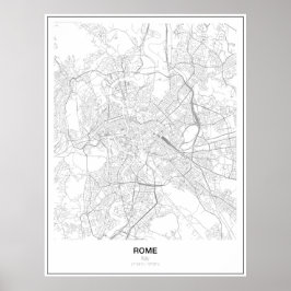 Rom, Italien, Poster av minimalistiskt Karta (Stil