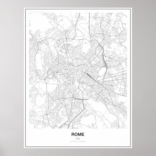 Rom, Italien, Poster av minimalistiskt Karta (Stil (Framsidan)