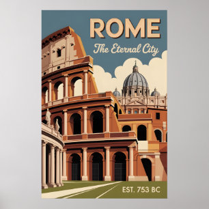 Rom Italien Retro Siluett Stadspanorama Resa Poster