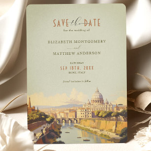 Rom Italien Romantic Retro Spara-the-Date Inbjudningar
