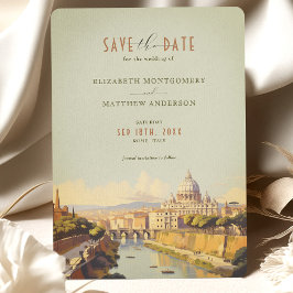 Rom Italien Romantic Retro Spara-the-Date Inbjudningar