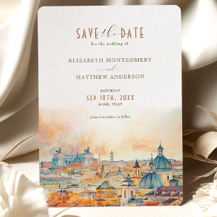 Rom Italien Romantic Watercolor Spara-the-Date Inbjudningar