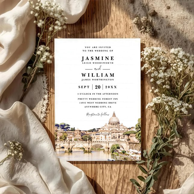ROM Italien Siluett Destination QR-kod Bröllop Inbjudningar (Skapare uppladdad)