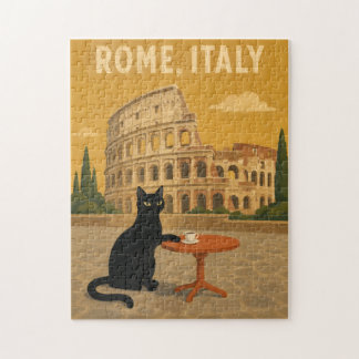 Rom Italien Svart Katt Colosseum Vintage Kaffe Pussel