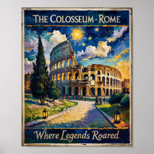 Rom Italien Travel Colosseum Starry Night Van Gogh Poster
