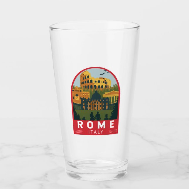 Rom Italien Travel Retro Emblem Glaskopp (Framsida)
