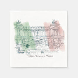 Rom Italien Victor Emmanuel Byggnad Pen och Bläck Pappersservett
