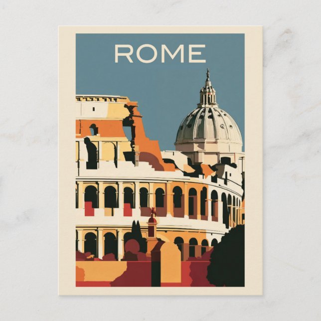 Rom Italien Vintage Colosseum Vatican Travel Vykort (Framsida)