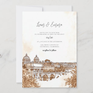 Rom Italien Watercolor Bröllop Inbjudningar