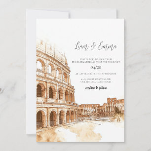 Rom Italien Watercolor Bröllop Inbjudningar