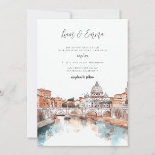 Rom Italien Watercolor Bröllop Inbjudningar