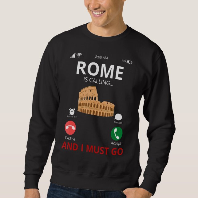 Rom kallar Italien Souvenir Lång Ärmad Tröja (Framsida)