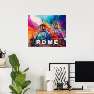 Rom Kathedral Kupoler - Färgrik Abstrakt Konsttryc Poster