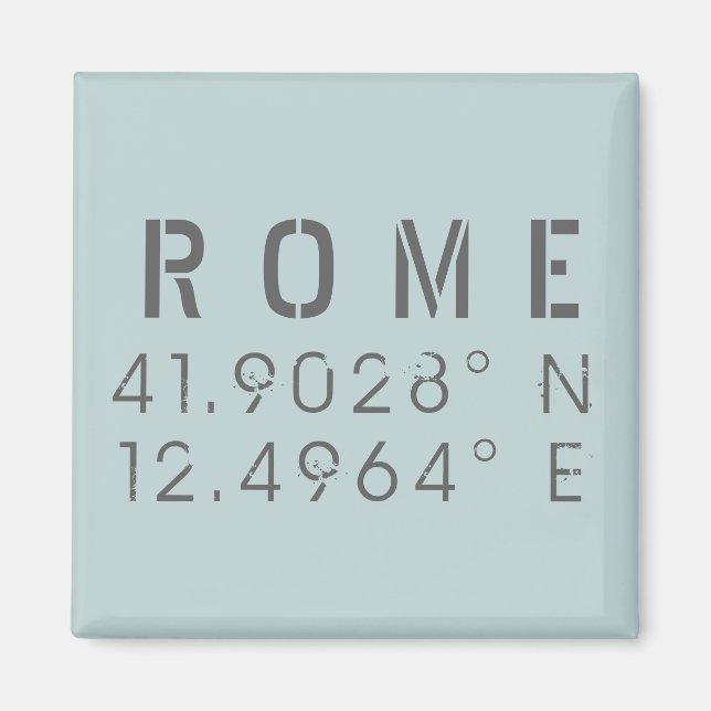 Rom Latitude och longitud Magnet (Framsidan)