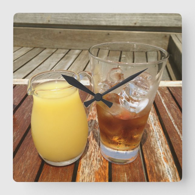 Rom och ananas fyrkantig klocka (Framsida)