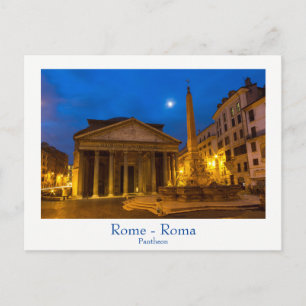 Rom - Pantheon at fullt måne vycard med text Vykort