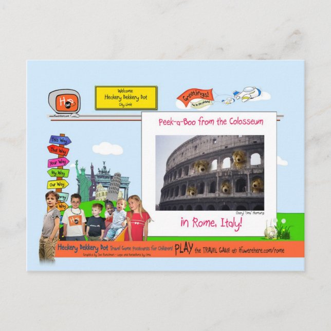 Rom! Peek-a-Boo från Colosseum! Vykort (Framsida)