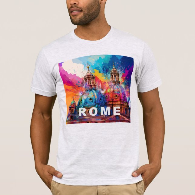 Rom Skyline Graffiti Art T Shirt (Framsida)
