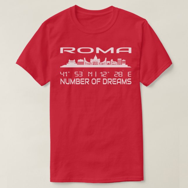 Rom Skyline Silhouette GPS Coordinates Italien T Shirt (Design framsida)
