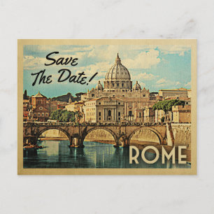 Rom Spara Datum Vintage Italien Meddelande Vykort