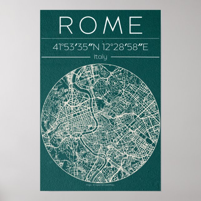 Rom Stadskarta Affisch – Modern Urban Väggkonst (Framsidan)