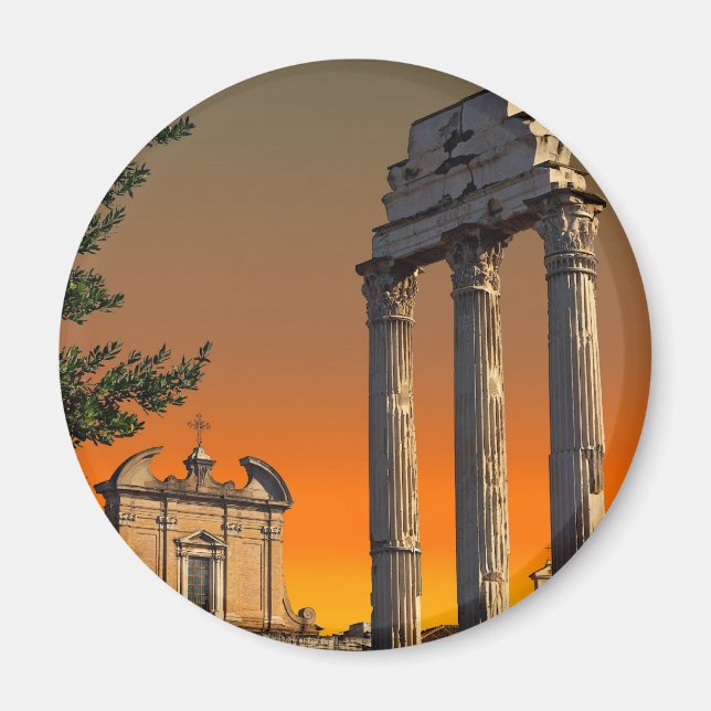 Rom - Temple Ruins in Forum Romanum Magnet (Framsidan)