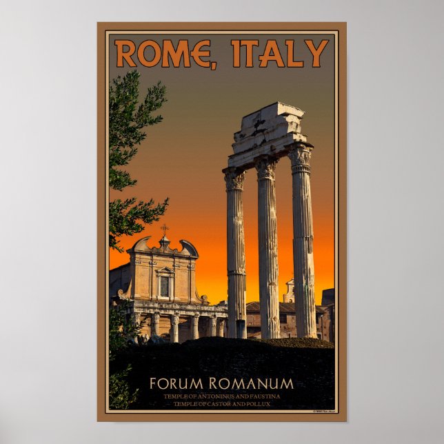 Rom - Temple Ruins in Forum Romanum Poster (Framsidan)