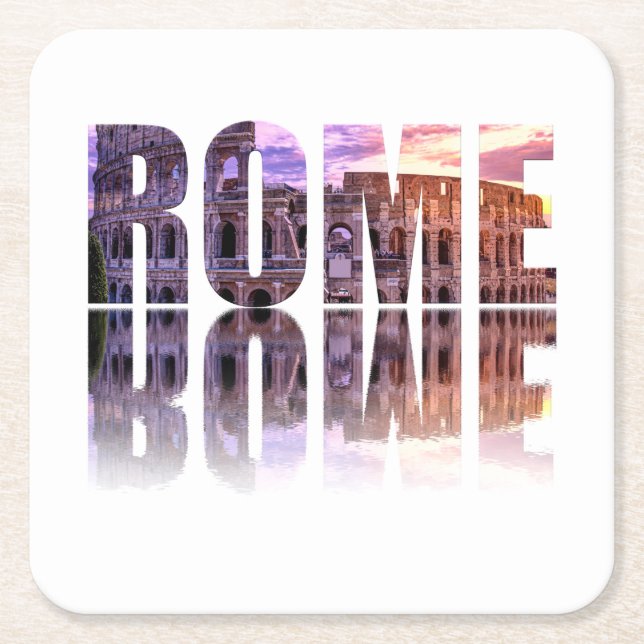 Rom text souvenir underlägg papper kvadrat (Framsidan)