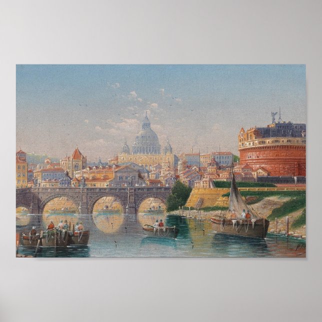 Rom, Utsikt över Castel Sant'angelo Poster (Framsidan)
