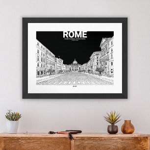 Rom Vatican City St. Peter's Basilica Black White Poster