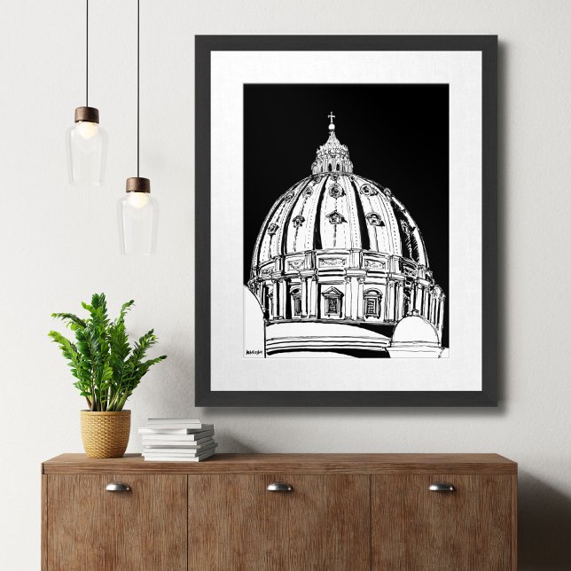 Rom Vatican City St. Peter's Dome Travel Print Poster (Rome Vatican City St. Peter’s Dome Travel Print)