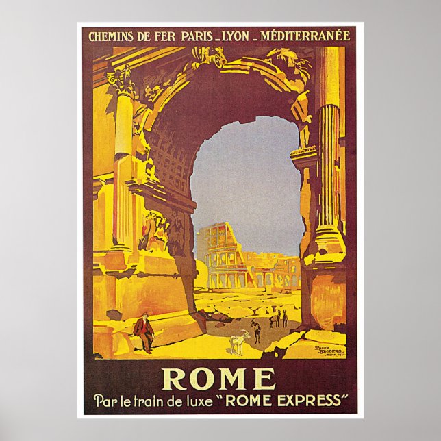 "Rom"-Vintage Fransk Travel Poster (Framsidan)