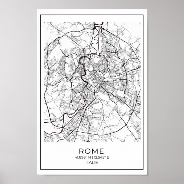 Rom White Karta - Black and White Karta Home Decor Poster (Framsidan)