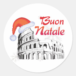 Roma Buon Natale Runt Klistermärke