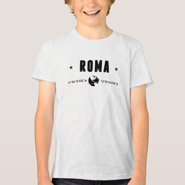 Roma Koordinater med Glob och Stjärnor T Shirt (Framsida)