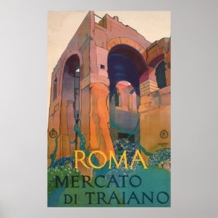 Roma Mercato Di Traiano, Gamla Ruins, Italien Trav Poster