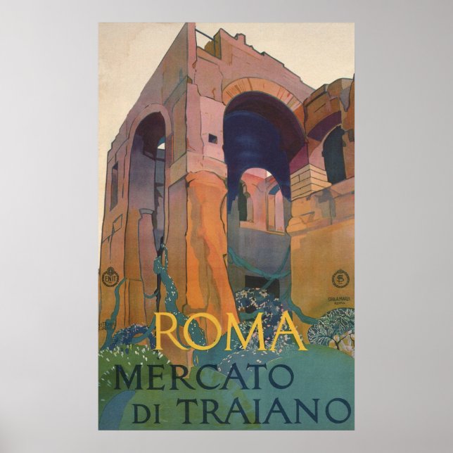 Roma Mercato Di Traiano, Gamla Ruins, Italien Trav Poster (Framsidan)