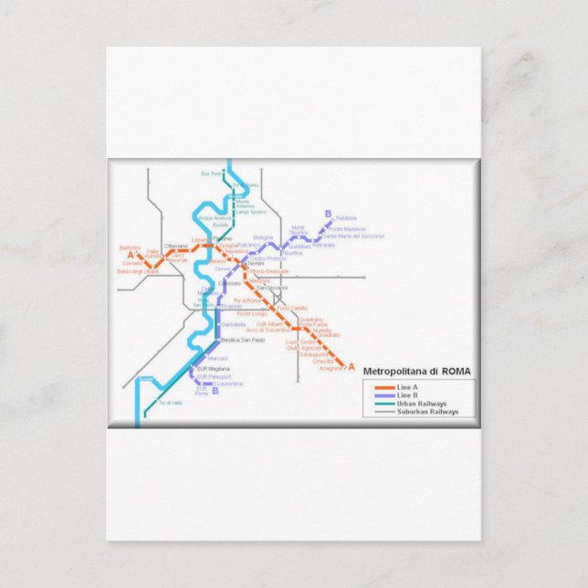 Roma Metro Karta Vykort (Framsida)
