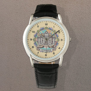 Roma Whispering Fontän Classic Black Leather Armbandsur