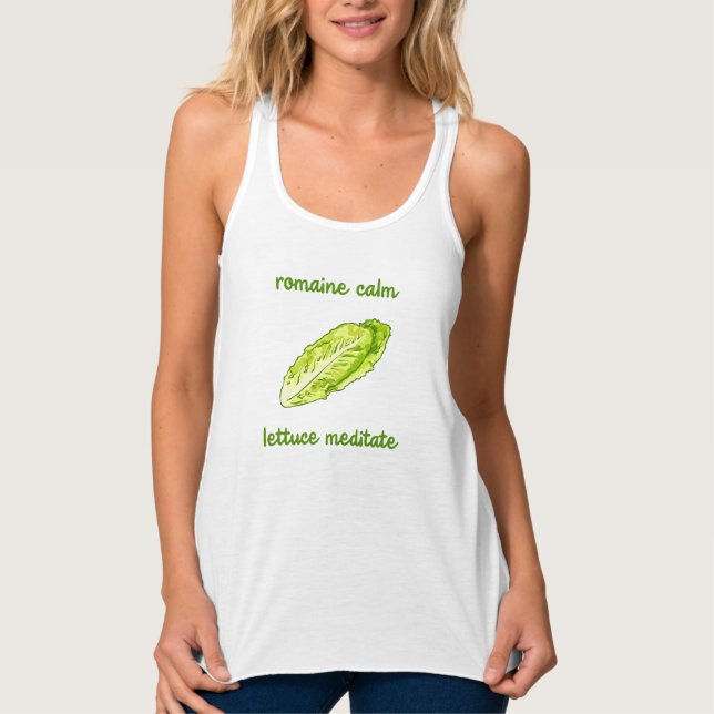 "Romain Lugn - Lettuce Meditate" Linne Med Racerback (Framsida)